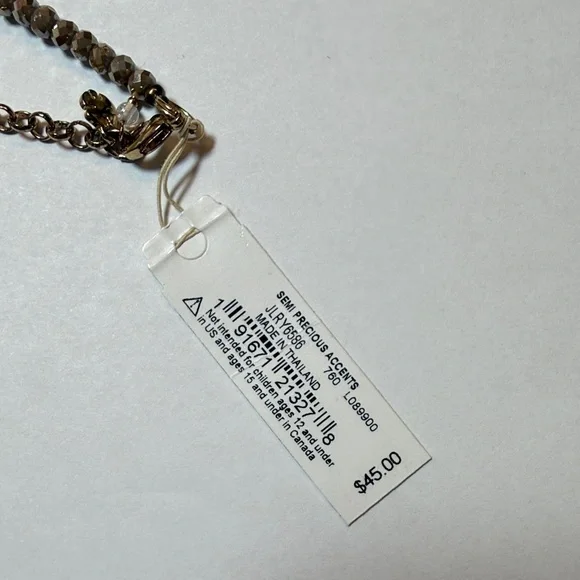 LUCKY BRAND Gray/Black Feather & Czech Crystal Lariat Necklace - Picture 7 of 7